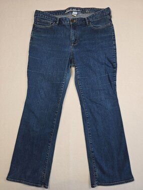 Eddie Bauer Womens Straight Leg Denim Jeans Petite 18 Dark Wash Blue